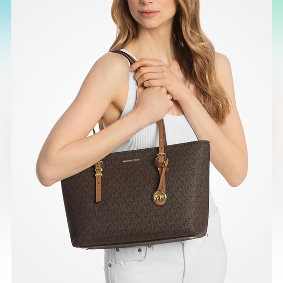 Michel Kors large tote Signature comprtabl logo-print canvas shoulder straps - Picture 1 of 13